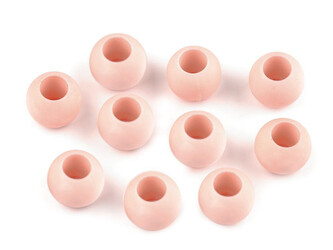 Plastové korálky matné s velkým průvlekem 10x12 mm - 700 ks - 4 (6) pudrová