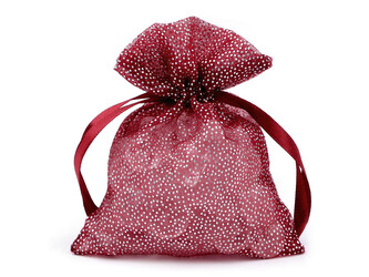 Dárkový pytlík 10x13 cm organza s glitry - 10 ks - 5 bordó