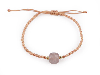 Náramek shamballa se skleněným korálkem - 1 ks - 5 béžová