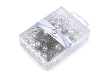 Ozdobné špendlíky s velkou hlavičkou délka 60 mm - 40 ks - bílá