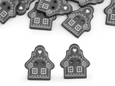 Knoflík dekorační zvoneček, vločka, chaloupka - 10 ks - 10 šedá chaloupka