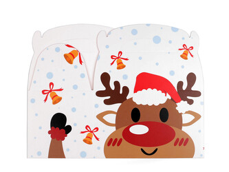 Vánoční dárková krabička sob, Mikuláš - 25 ks - 1 bílá sob