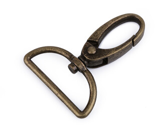 Kovová karabina s obrtlíkem průvlek 32 mm - 10 ks - 3 staromosaz