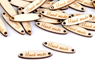 Dřevěná cedulka / ozdoba Handmade 6x27 mm - 100 ks - 2 přírodní