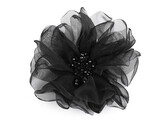 Brož květ s broušenými korálky Ø10 cm v krabičce - 1 ks - 7 černá