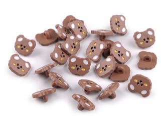 Knoflík dětský velikost 24" medvídek - 25 ks - 3 hnědá světlá