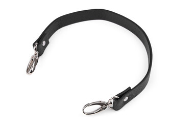 Koženkové ucho s karabinami na kabelku délka 41-43 cm - 1 ks - 3 černá nikl