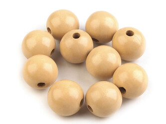 Dřevěné korálky Ø22-25 mm - 10 ks - 1 (Ø22-25 mm) buk