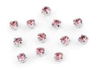 Našívací šatony / štras v pouzdře / kotlíku - 1440 ks - 13 SS16 růžová sv. platina