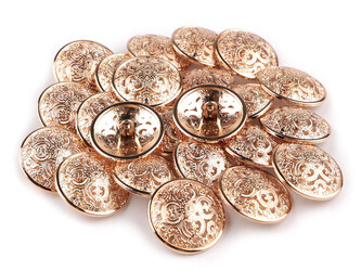 Kovový knoflík filigrán velikost 40" - 5 ks - 5 růžové zlato