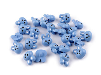 Knoflík dětský zajíc, medvídek, panda - 25 ks - 4 modrá jemná zajíc