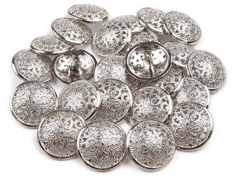 Kovový knoflík filigrán velikost 34", 36" - 25 ks - 2 (34") stříbrná
