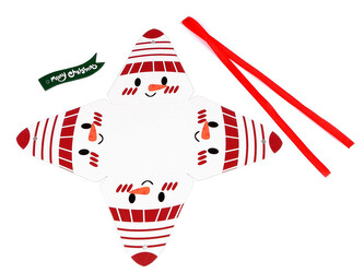 Vánoční dárková krabička pyramida - sob, Mikuláš, sněhulák, skřítek - 50 ks - 1 bílá sněhulák