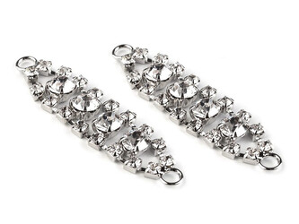 Štrasová ozdoba 12x50 mm - 2 ks - 1 stříbrná