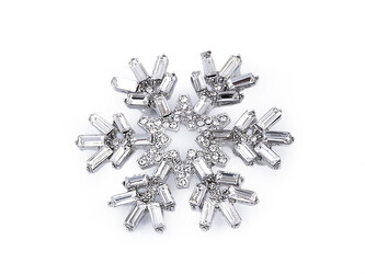 Brož s broušenými korálky vločka - 1 ks - crystal