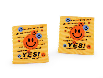 Nášivka / štítek smajlík - 10 ks - 1 žlutá