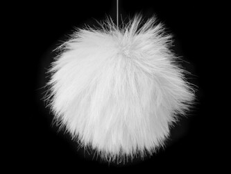 Kožešinová bambule s poutkem Ø8 cm - 6 ks - 1 Off White