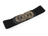 Dámský pásek pružný šíře 6 cm kovová spona - 1 ks - 1 černá starozlatá