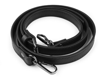 Koženkový popruh / ucho na kabelku s karabinami šíře 1,5 cm - 1 ks - 7 černá černý nikl