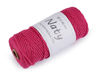 Bavlněná pletací příze macrame Naty Ø3 mm rozčesávací - 1 ks - 7 pink
