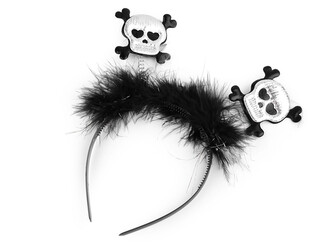 Čelenka do vlasů - Halloween, čarodějnice - 1 ks - 2 černá lebka