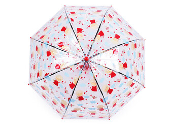 Dětský průhledný vystřelovací deštník - 1 ks - 2 červená srdce