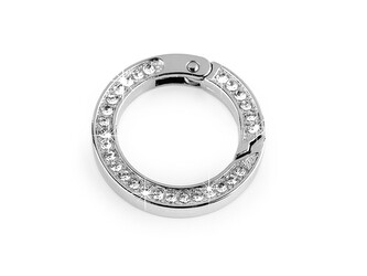 Karabina kulatá s broušenými kamínky Ø24 mm - 1 ks - nikl crystal