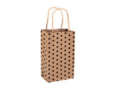 Papírová taška s puntíky 13x21,5 cm - 5 ks - 2 hnědá přírodní černá