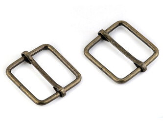 Posunovač na popruhy šíře 26 mm čtvercový - 200 ks - 2 staromosaz