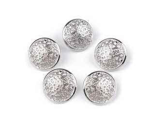 Kovový knoflík filigrán velikost 24", 28" - 25 ks - 2 (28") stříbrná