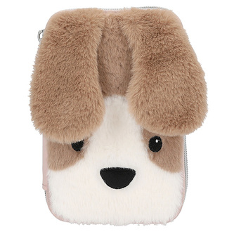 Penál - dvě patra s výbavou Princess Mimi, Hnědo-bílý pejsek, dlouhá ouška a květinový vzor