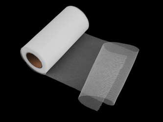 Tyl / stuha dekorační šíře 15 cm - 1 ks - 4 bílá sněhová Tyl / stuha dekorační šíře 15 cm - 1 ks - 4 bílá sněhová