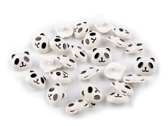 Knoflík dětský zajíc, medvídek, panda - 25 ks - 5 bílá panda