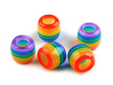 Plastové korálky s proužkem s velkým průvlekem 10x12 mm - 50 ks - 4 multikolor