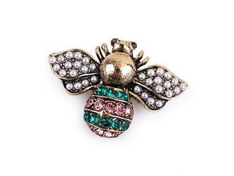 Brož s broušenými kamínky včela - 1 ks - 2 zlatá