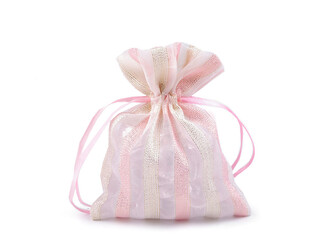 Dárkový pytlík lurex pruhy 10x13 cm - 10 ks - 2 pudrová zlatá