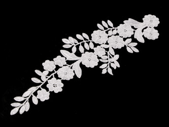 Krajková aplikace / vsadka 9x30 cm - 2 ks - Off White