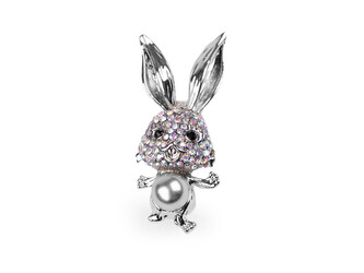 Brož s broušenými kamínky králík, pes - 1 ks - 2 crystal AB králík