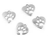 Přívěsek srdce / tlapka - 10 ks - 1 platina