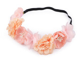 Pružná čelenka do vlasů s květy - 1 ks - 2 lososová světlá