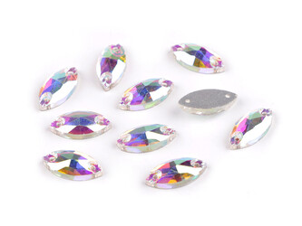 Broušené kamínky naveta našívací - 63 ks - 2 crystal AB