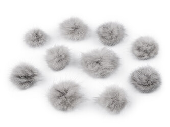 Aplikace kožešinová bambulka Ø3 cm - 10 ks - 6 šedá holubí