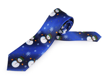 Saténová vánoční kravata - 1 ks - 3 modrá