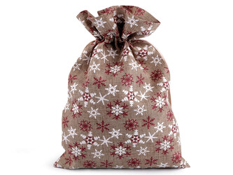 Vánoční dárkový pytlík vločky 20x30 cm - 1 ks - 3 přírodní stř.