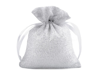 Dárkový pytlík 10x13 cm organza s glitry - 10 ks - 1 stříbrná světlá
