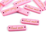 Dřevěná cedulka / ozdoba Handmade 10x30 mm - 100 ks - 4 růžová