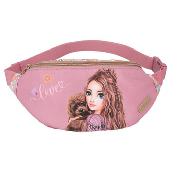 Ledvinka s potiskem Top Model, Růžová s květinovým vzorem, Hayden se štěnátkem