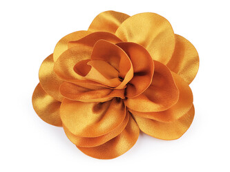 Brož / ozdoba do vlasů saténový květ Ø14,5 cm - 1 ks - 3 hořčicová