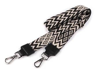 Textilní ucho / popruh na tašku s karabinami šíře 3,8 cm - 1 ks - 8 béžová světlá platina