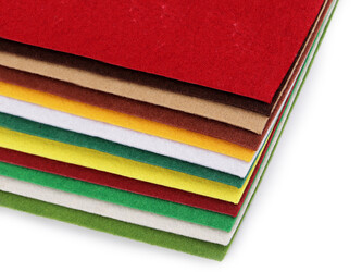 Látková dekorativní plsť / filc 20x30 cm - 12 ks - 7 mix